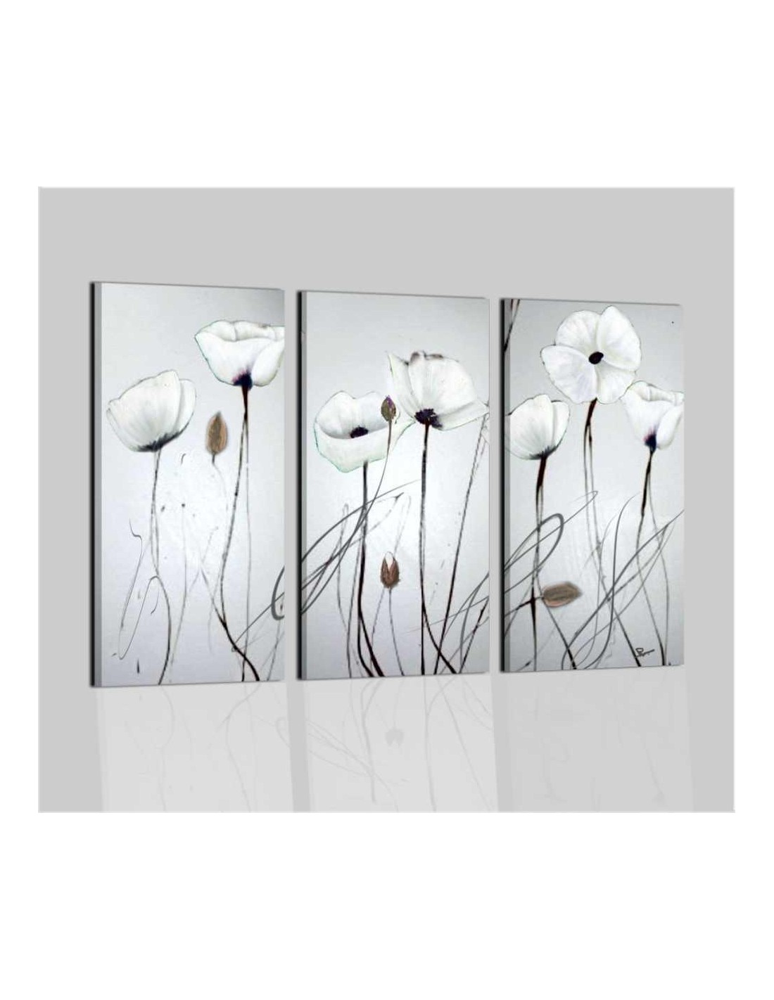 Quadri moderni astratti dipinti a mano su tela bianco nero for Quadri moderni fiori dipinti a mano