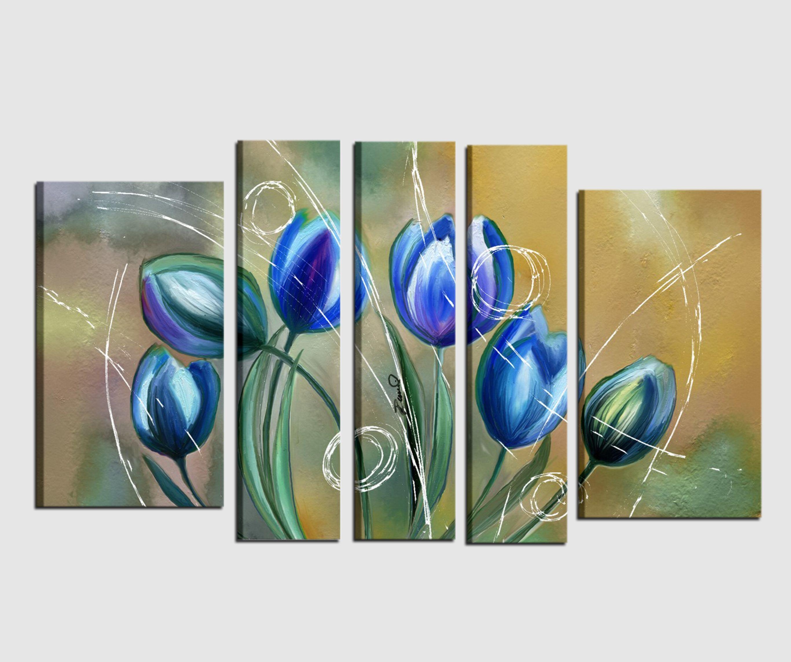 Quadri moderni dipinti a mano con fiori blu incanto for Quadri dipinti a mano dipinti moderni idee arredamento