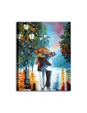 SOTTO LA PIOGGIA - Dipinto con coppia sotto la pioggia