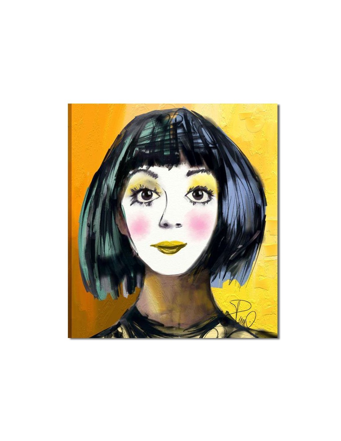 Raffigurazione un viso di donna con singolare espressione dipinto