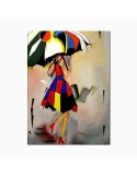 Mujer pinturas figurativas  hecho a mano - donna con ombrello
