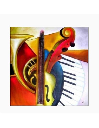A fabulous hand-painted acrylic on canvas music-themed painting for living room and lounge.