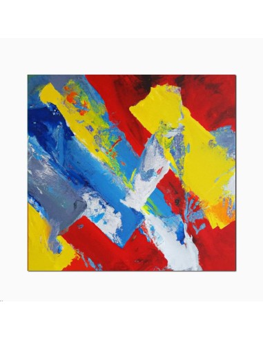 Quadro astratto rosso, blu e giallo - Arte moderna e originale
