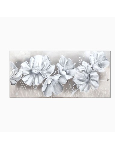 Painting with white flowers on a tortora background, elegance