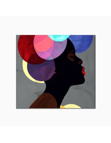 Quadro Pop Art: Profilo di Donna con Cerchi Colorati